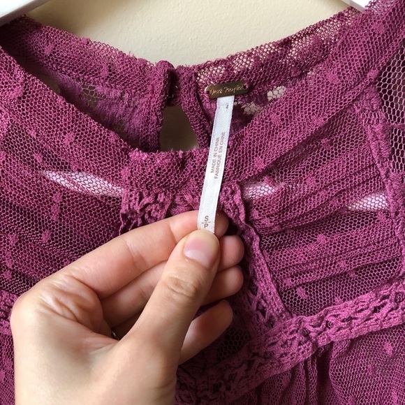 Free People Modern Romance Lace Crop Blouse Top - Picture 3 of 8